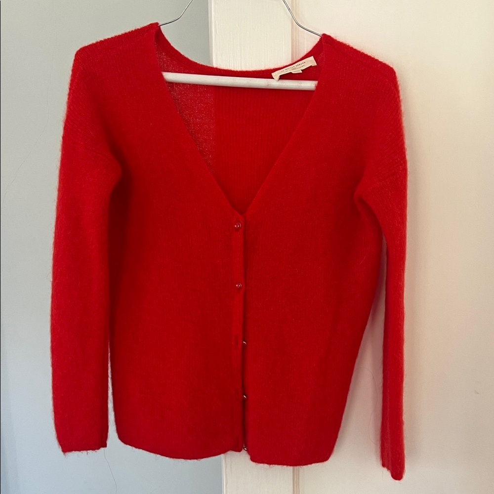 Sezane XXS Barry cardigan red mohair alpaca